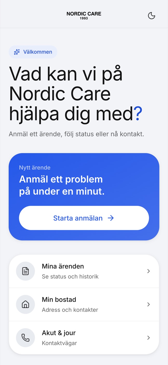 Hyresgästportalen för Nordic Care i mobilen